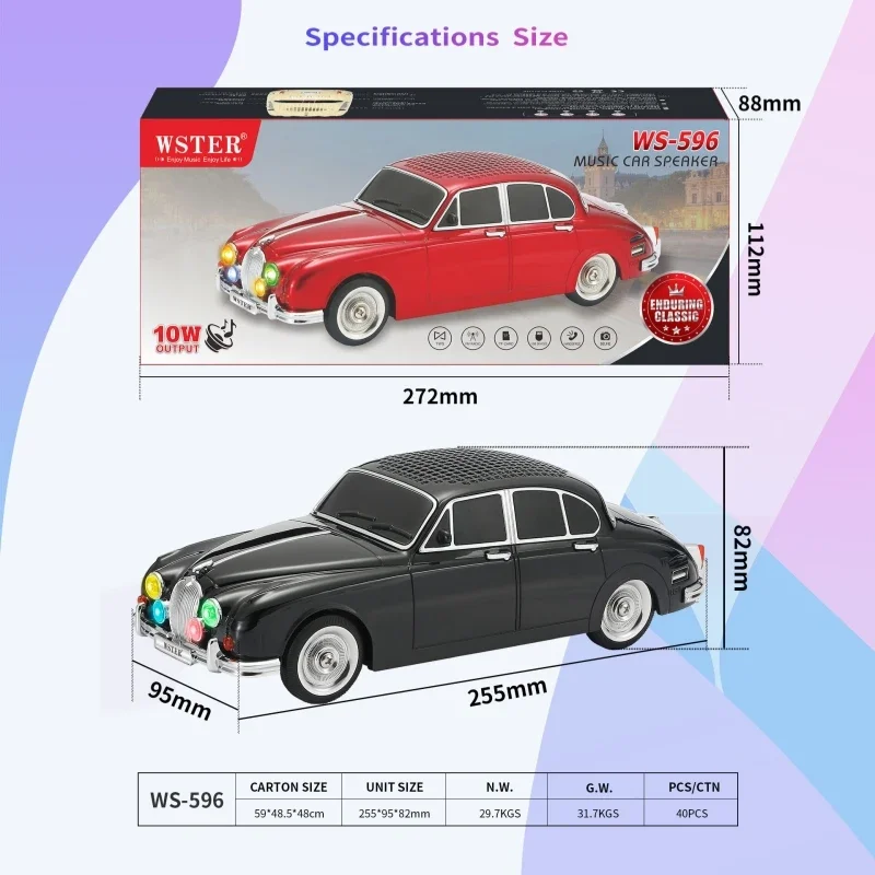 WS-596 Auto-Design Kabelloses Bluetooth-Lautsprecher Schwarz (5563) #5