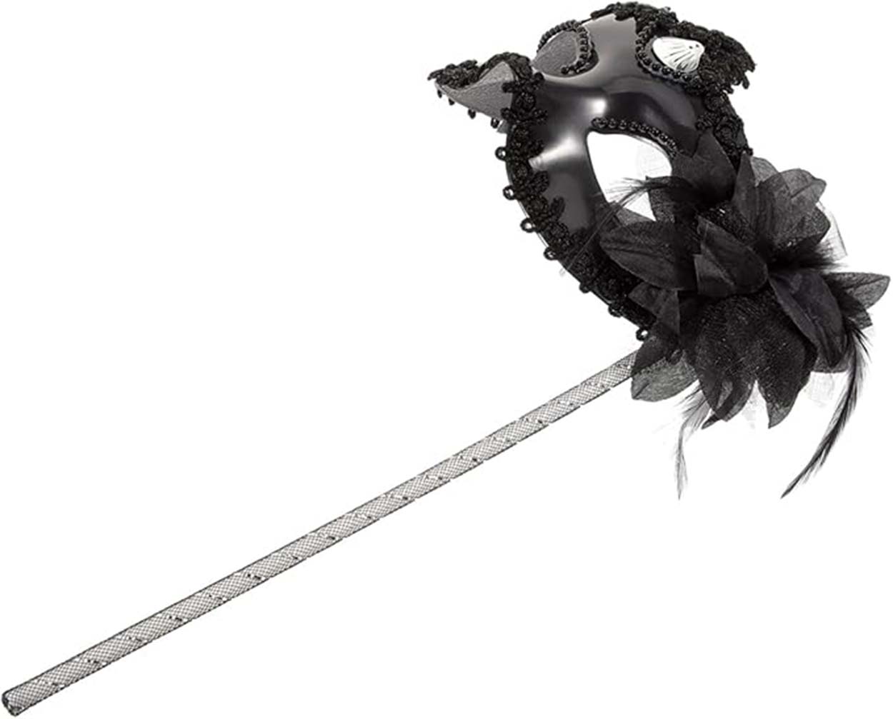 Siyah Işıltılı Tutmalı Fotoğraf Çekimi Maskesi 18x29 cm (5563) #4