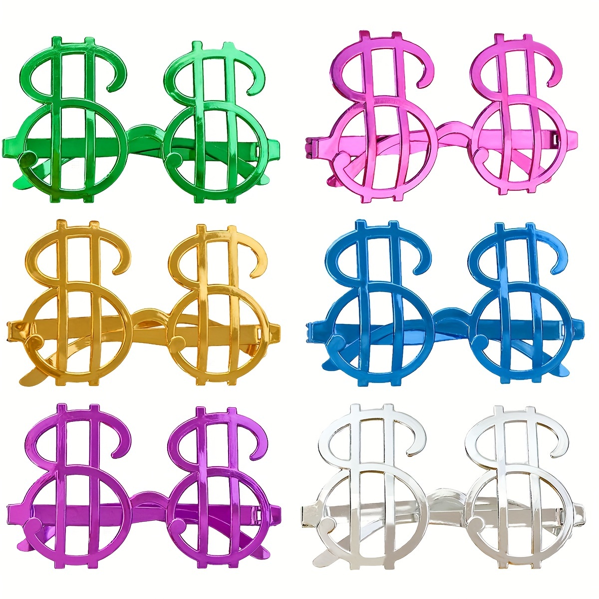 Dolar Şekilli Metalize Parti Gözlüğü 6 Adet (5563)