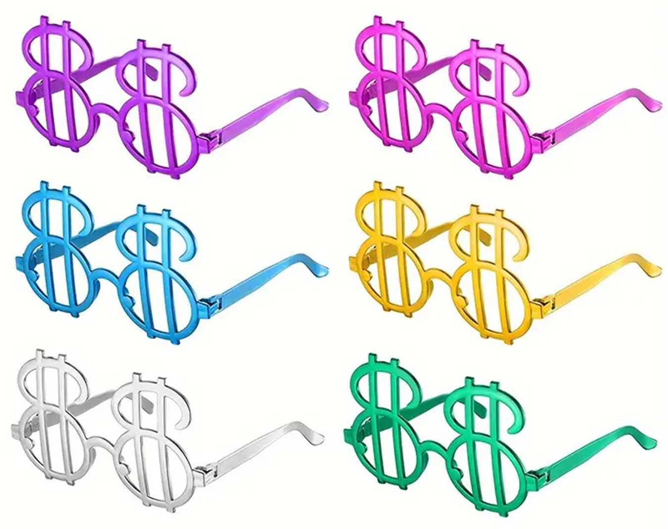 Dolar Şekilli Metalize Parti Gözlüğü 6 Adet (5563) #2