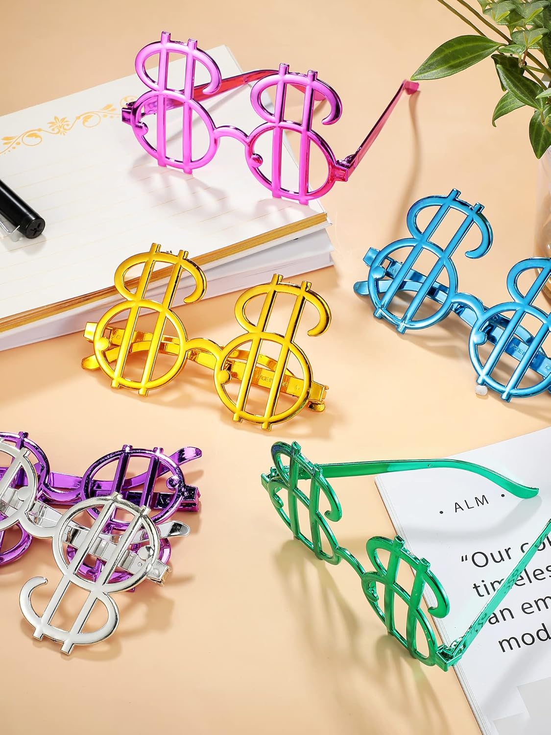 Dolar Şekilli Metalize Parti Gözlüğü 6 Adet (5563) #3