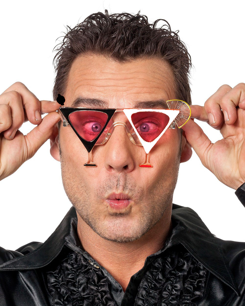 Schwarz-Weiße Martini-Partybrille (5563)