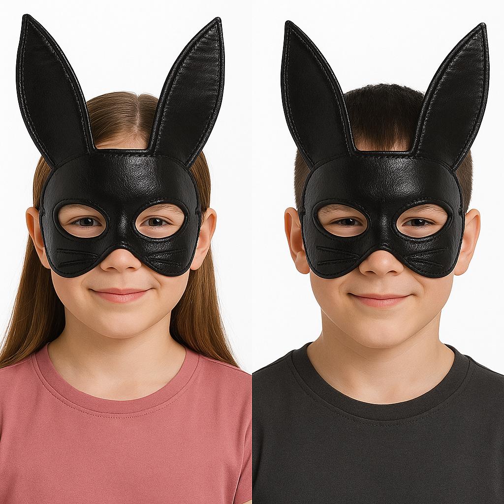 Siyah Renk Kumaş Malzemeden İmal Eva Tavşan Maskesi 19x15 cm (5563) #2