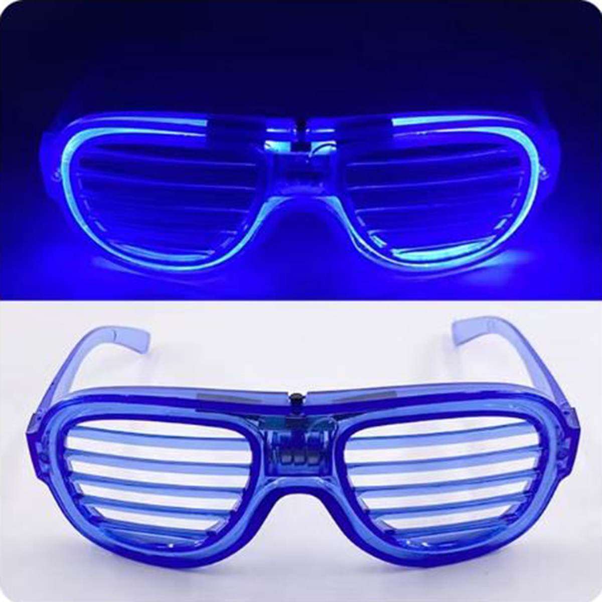Mavi Led Işıklı Parti Gözlüğü - Neon Glow Şerit Gözlük 3 Modlu (5563) #5