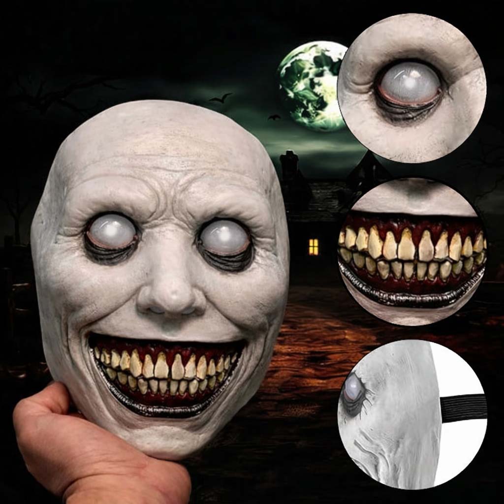 Horror-Maske mit Wahnsinnsgrinsen und starrem Blick 22x18 cm (5563) #2