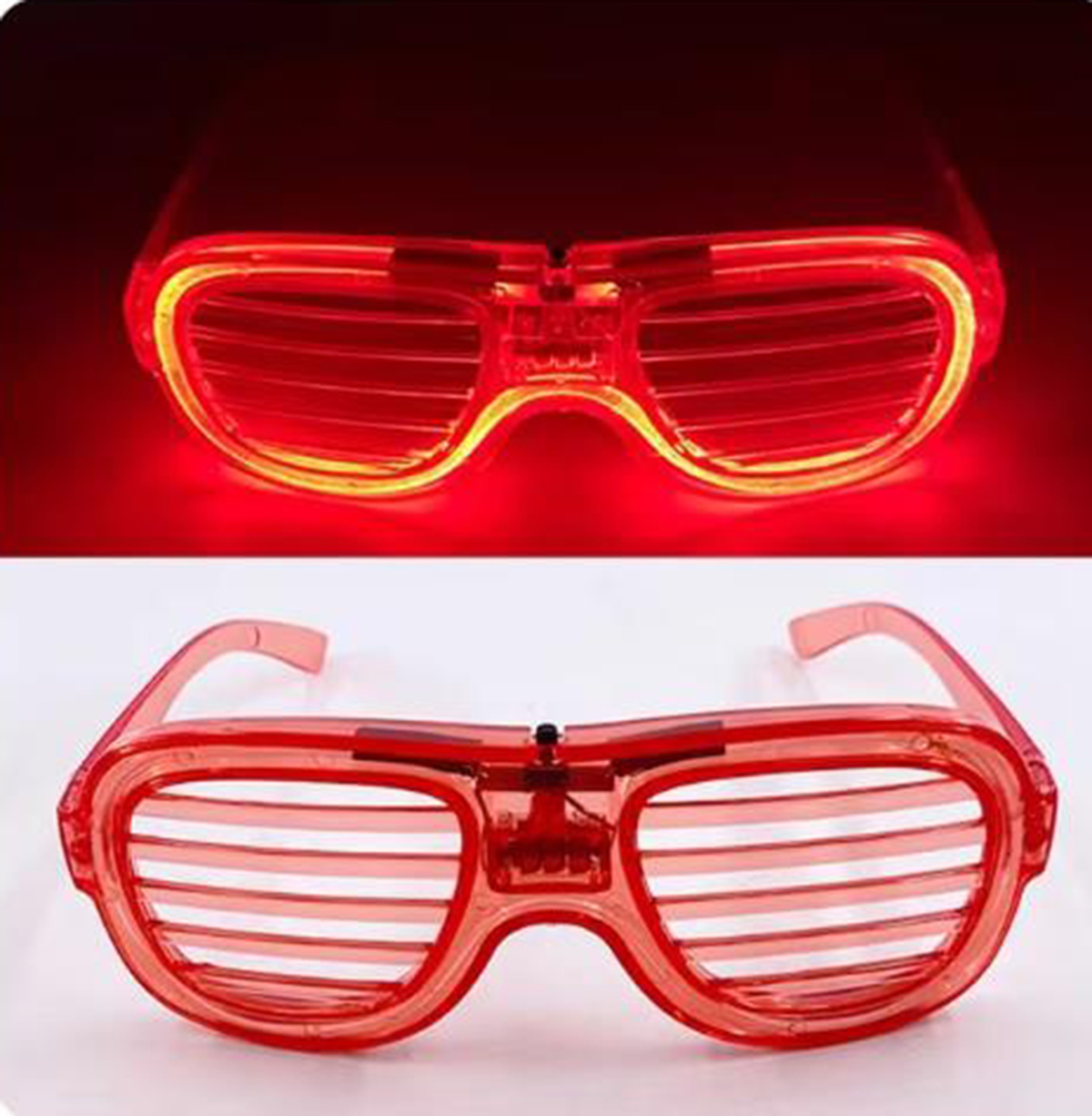 Kırmızı Led Işıklı Parti Gözlüğü - Neon Glow Şerit Gözlük 3 Modlu (5563) #5