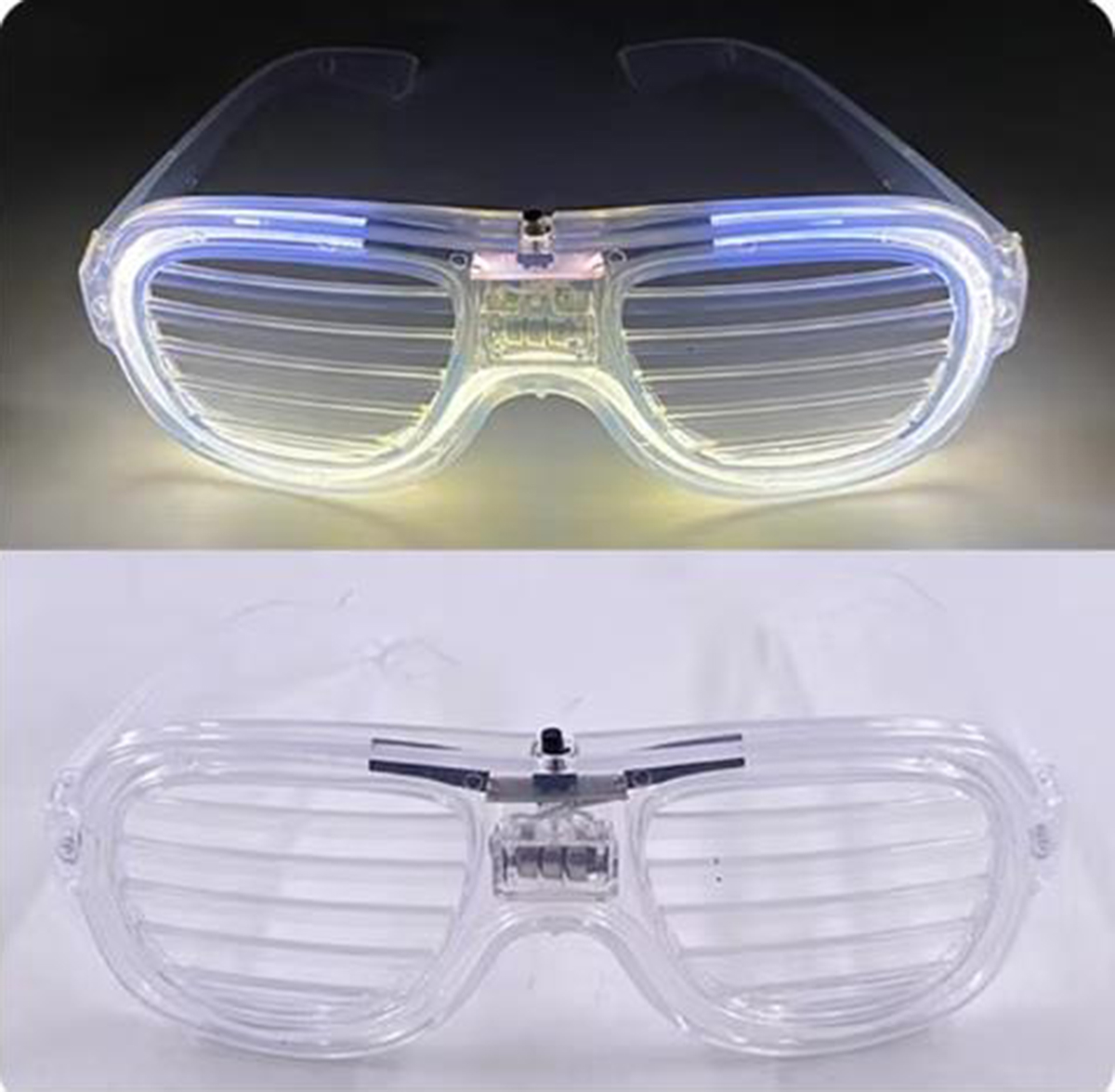 Beyaz Led Işıklı Parti Gözlüğü - Neon Glow Şerit Gözlük 3 Modlu (5563) #5