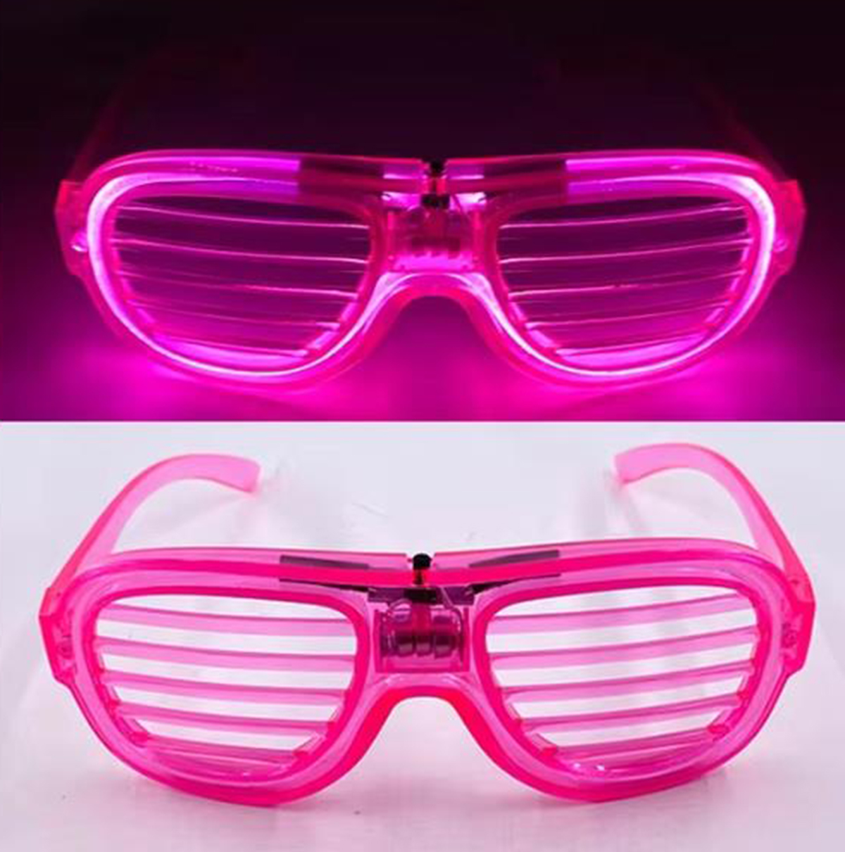 Pembe Led Işıklı Parti Gözlüğü - Neon Glow Şerit Gözlük 3 Modlu (5563) #4