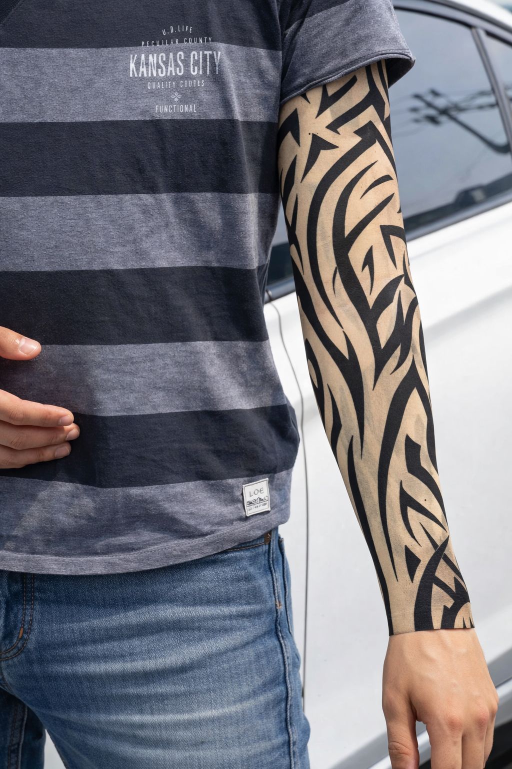 Giyilebilir Kol Dövmesi Çorap Dövme 3D Baskılı Kol Bacak Döv