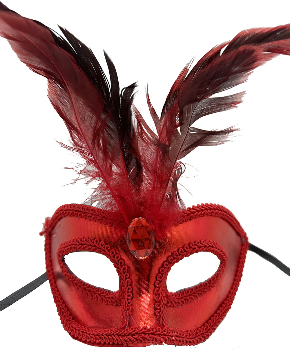 Rote Lackbeschichtung Rote Feder Party Maske 18x20 cm (5563) #2