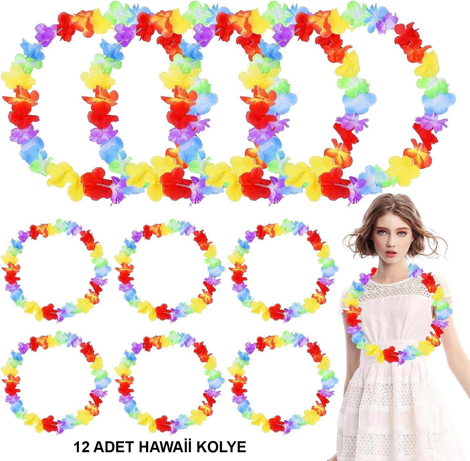 Hawaii Çiçekli Boyun Kolyesi - Renkli Tropikal Parti Leisi 1