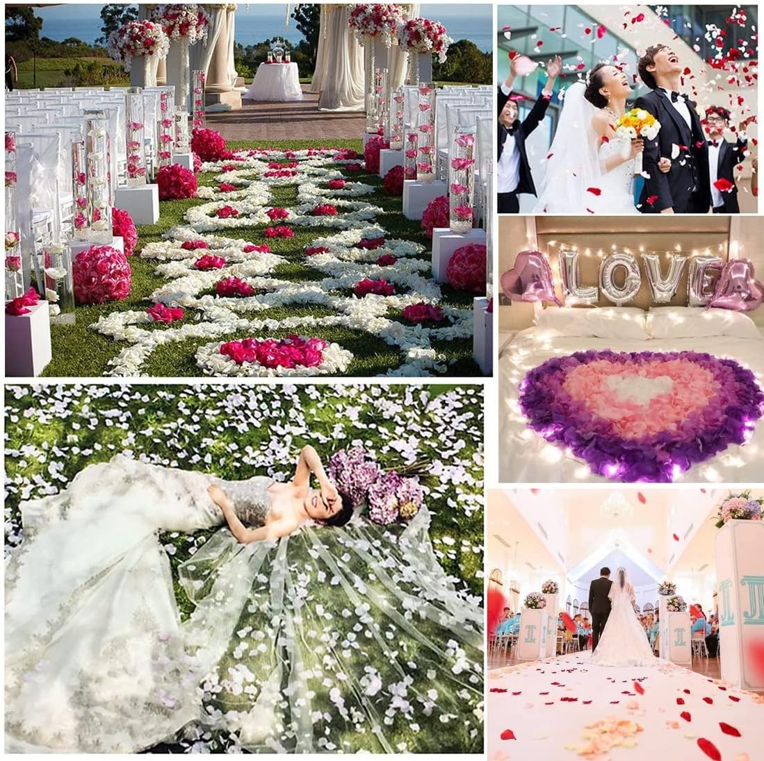 Weiße Rosenblatt-Konfetti 10 Packungen 1000 Stück (5563) #3