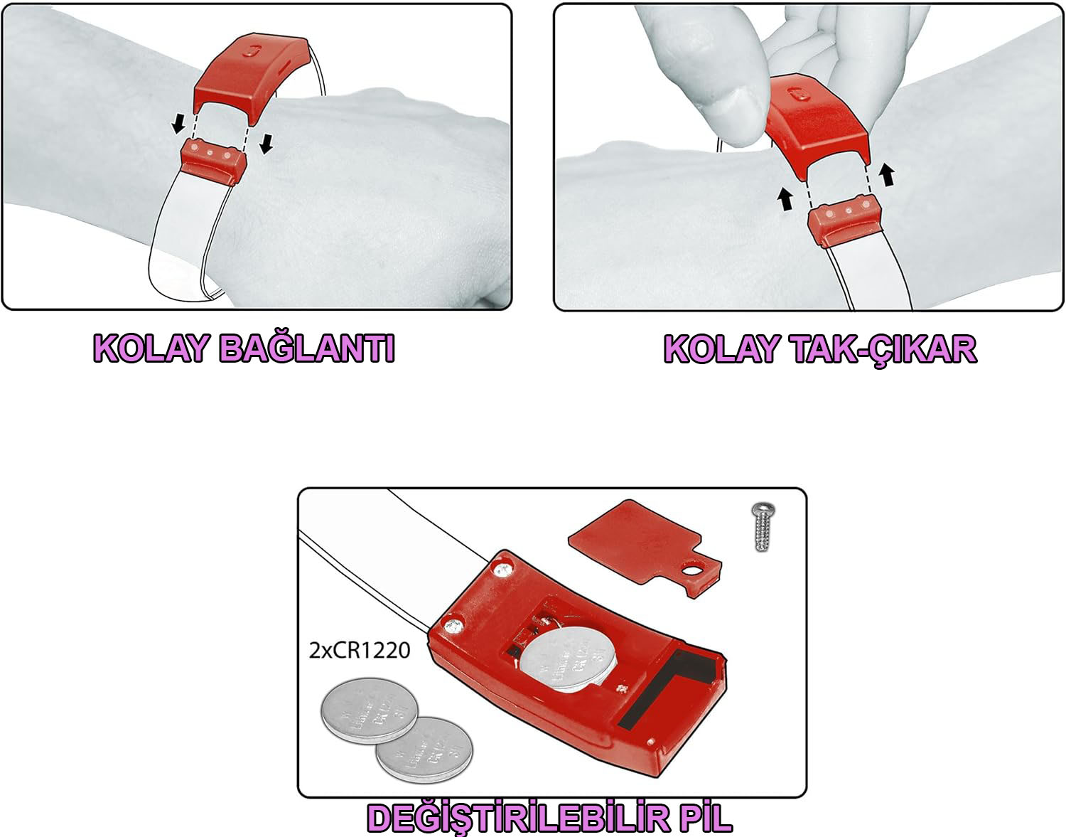 Festival &amp;amp;amp; Parti LED Bileklik Baskı Yapılabilir 3 Farklı Mod Işıklı 1 Adet (5563) #3