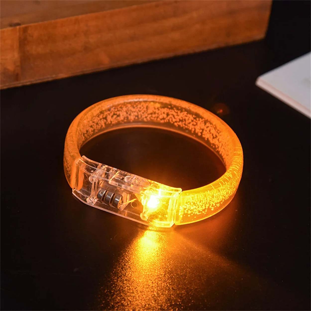 Turuncu Led Işıklı Baskı Yapılabilen Pilli Bileklik Bilezik 1,5 cm Genişlik (5563) #3