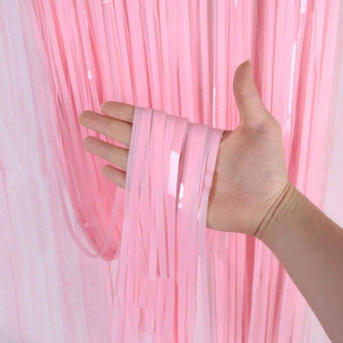 Soft Pembe Püsküllü Kapı Perdesi - Parti, Baby Shower, Cinsiyet Partisi 1x2 m (5563) #2