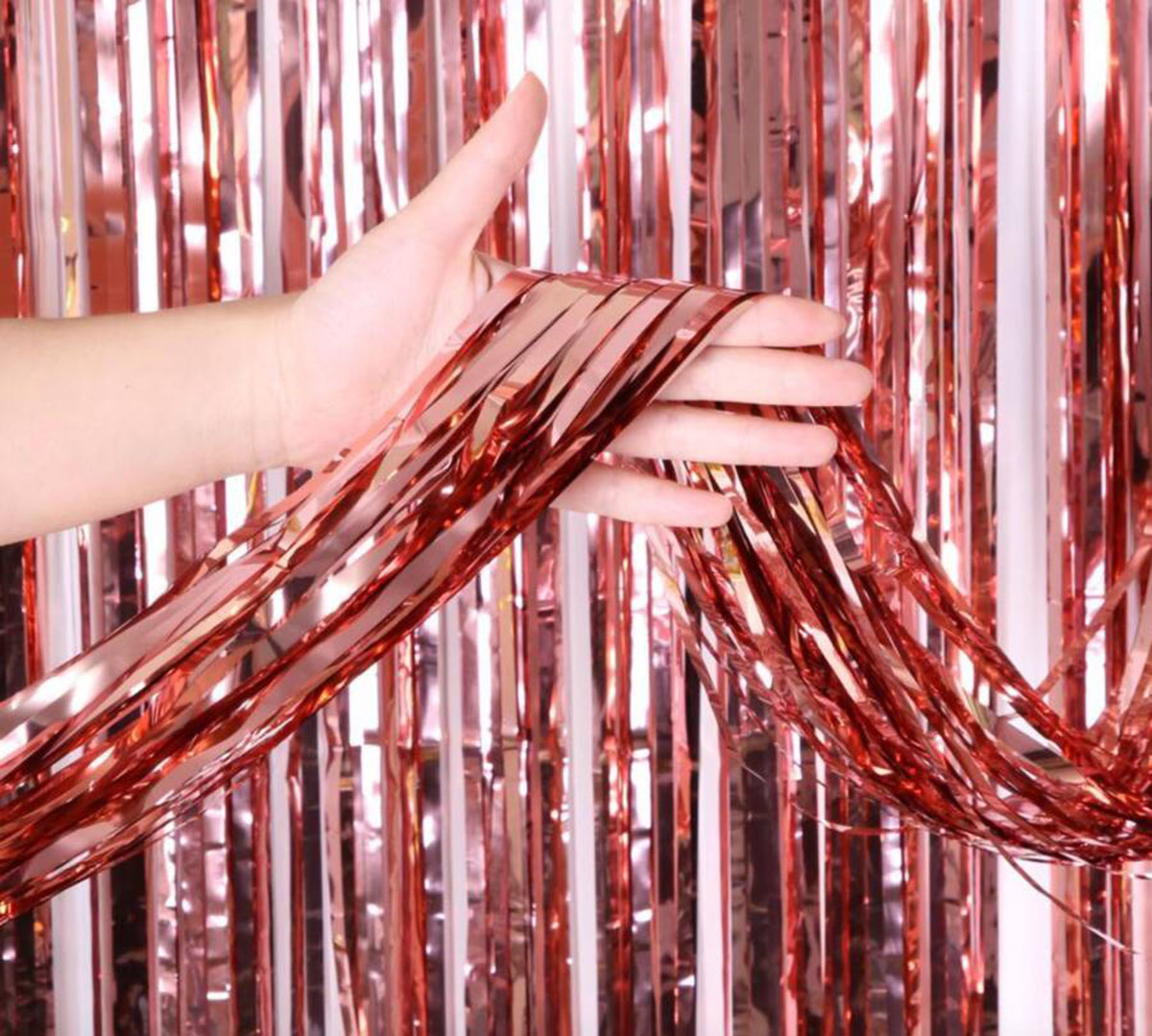 Rose Gold Püsküllü Kapı Perdesi - Parti, Bekarlığa Veda, Doğum Günü 1x2 m (5563) #3