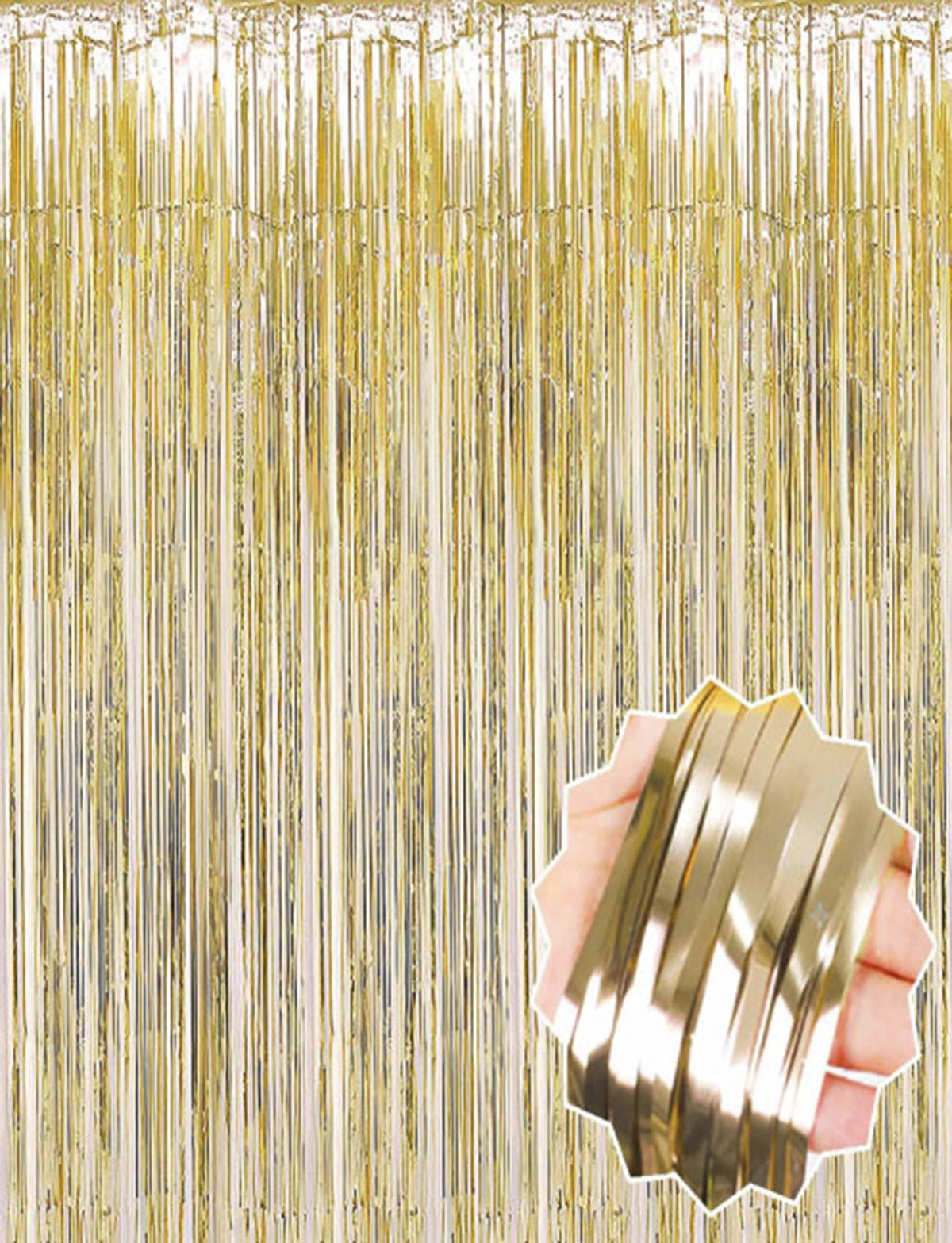 Matte Gold Quasten Türvorhang - Party, Junggesellenabschied, Geburtstag 1x2 m (5563) #3