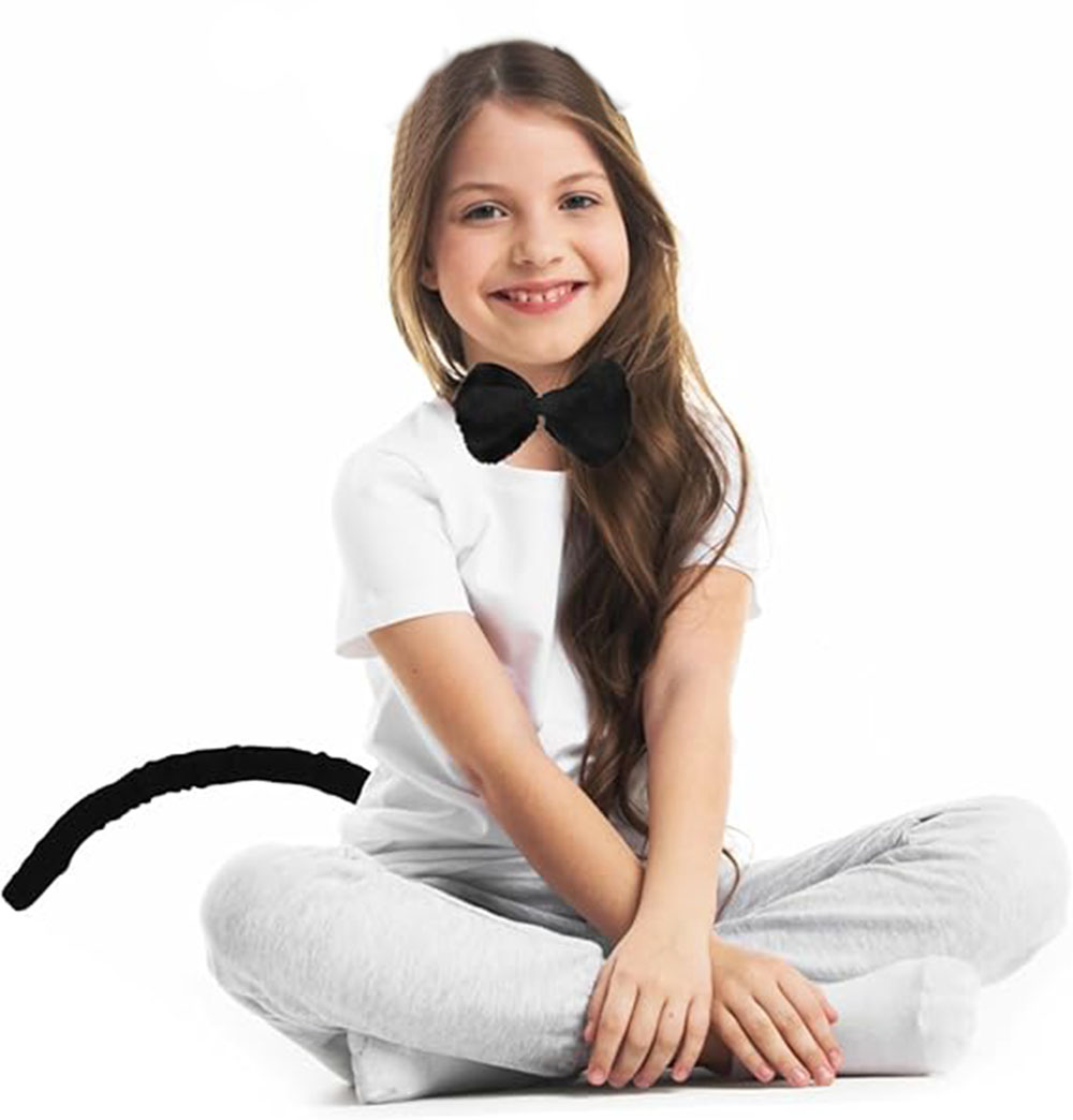 Peluş Siyah Renk Kuyruk ve Papyon Yetişkin Çocuk Uyumlu (5563) #2