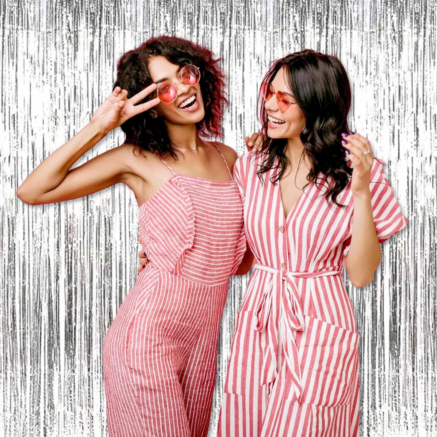 Gümüş Renk Ekstra Metalize Parlak Saçaklı Arka Fon Perde İthal A Kalite 1x2 Metre (5563) #2