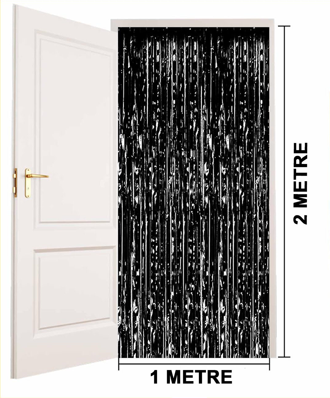 Schwarzer Hintergrund-Vorhang mit extra metallisiertem Glanz und Fransen 1x2m #4