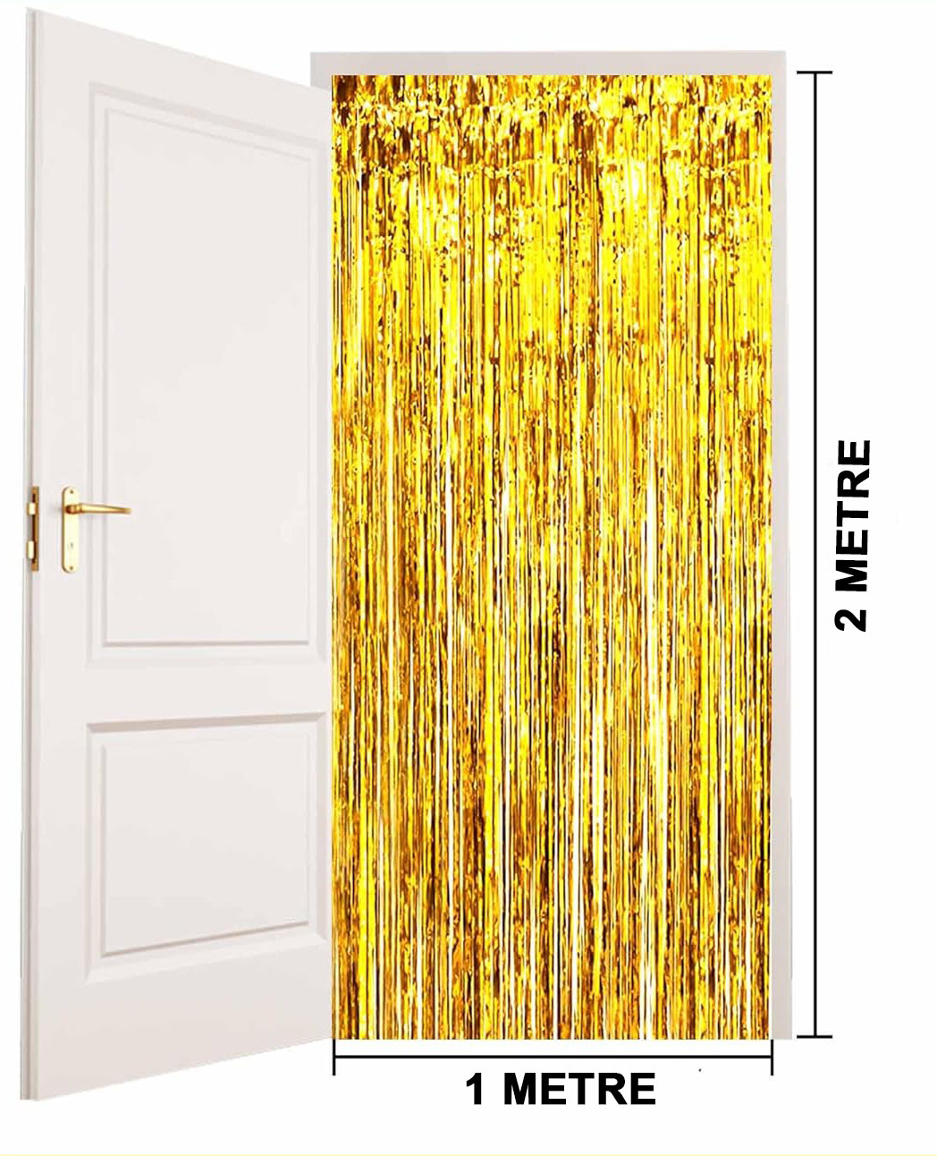 Altın Gold Renk Ekstra Metalize Parlak Saçaklı Arka Fon Perde İthal A Kalite 1x2 Metre (5563) #4