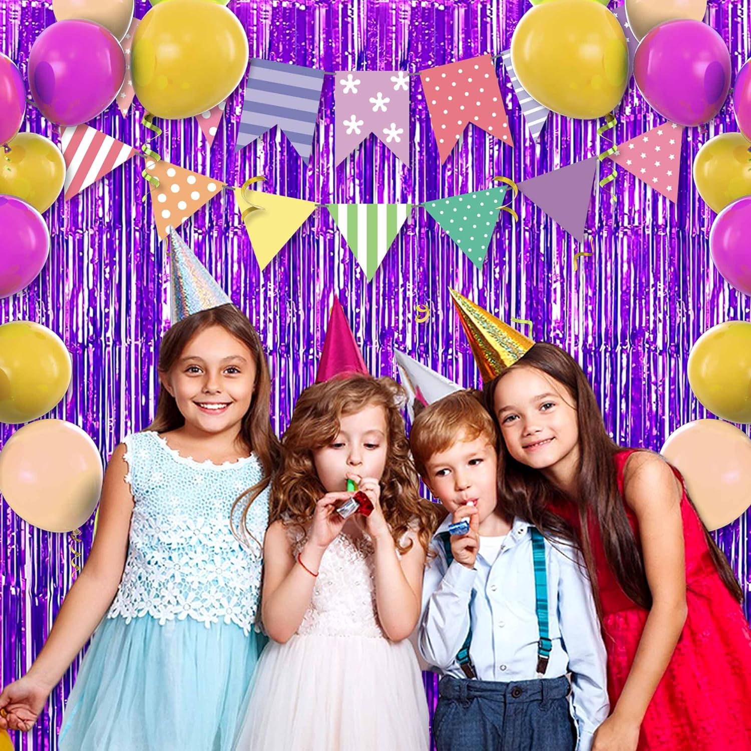 Violetter Metallic-Glanz Fransenvorhang Hintergrund 1x2m (5563) #2