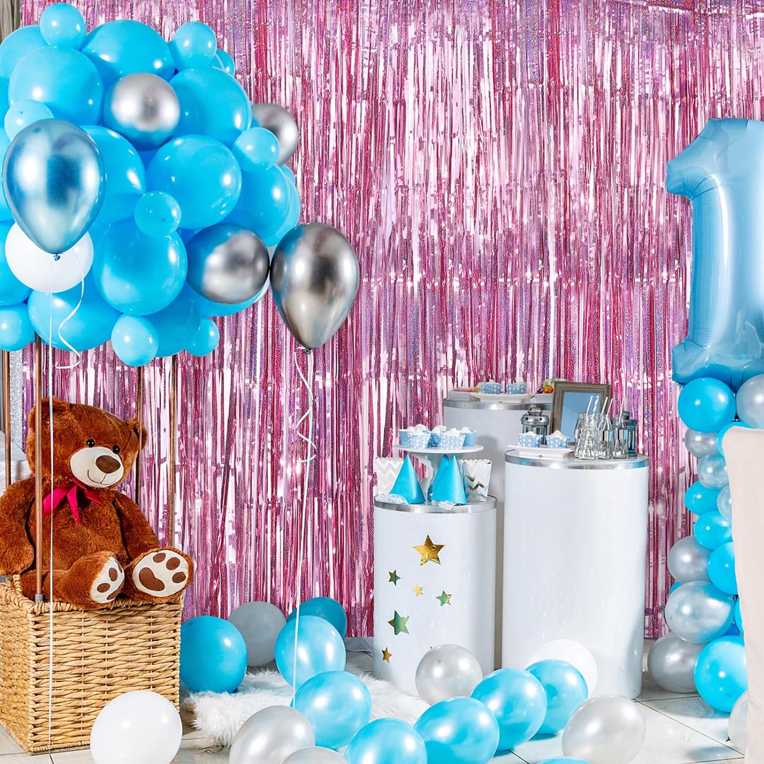 Rose Gold Renk Ekstra Metalize Parlak Saçaklı Arka Fon Perde İthal A Kalite 1x2 Metre (5563) #2