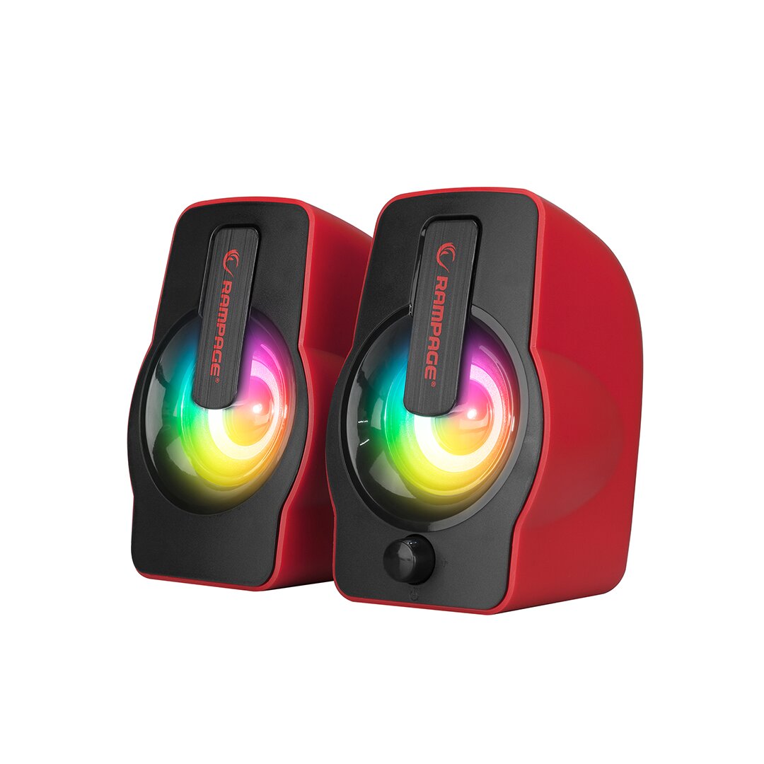 KIRMIZI - RGB IŞIKLI 1+1 HOPARLÖR SPEAKAER SET USB KABLO 2.0