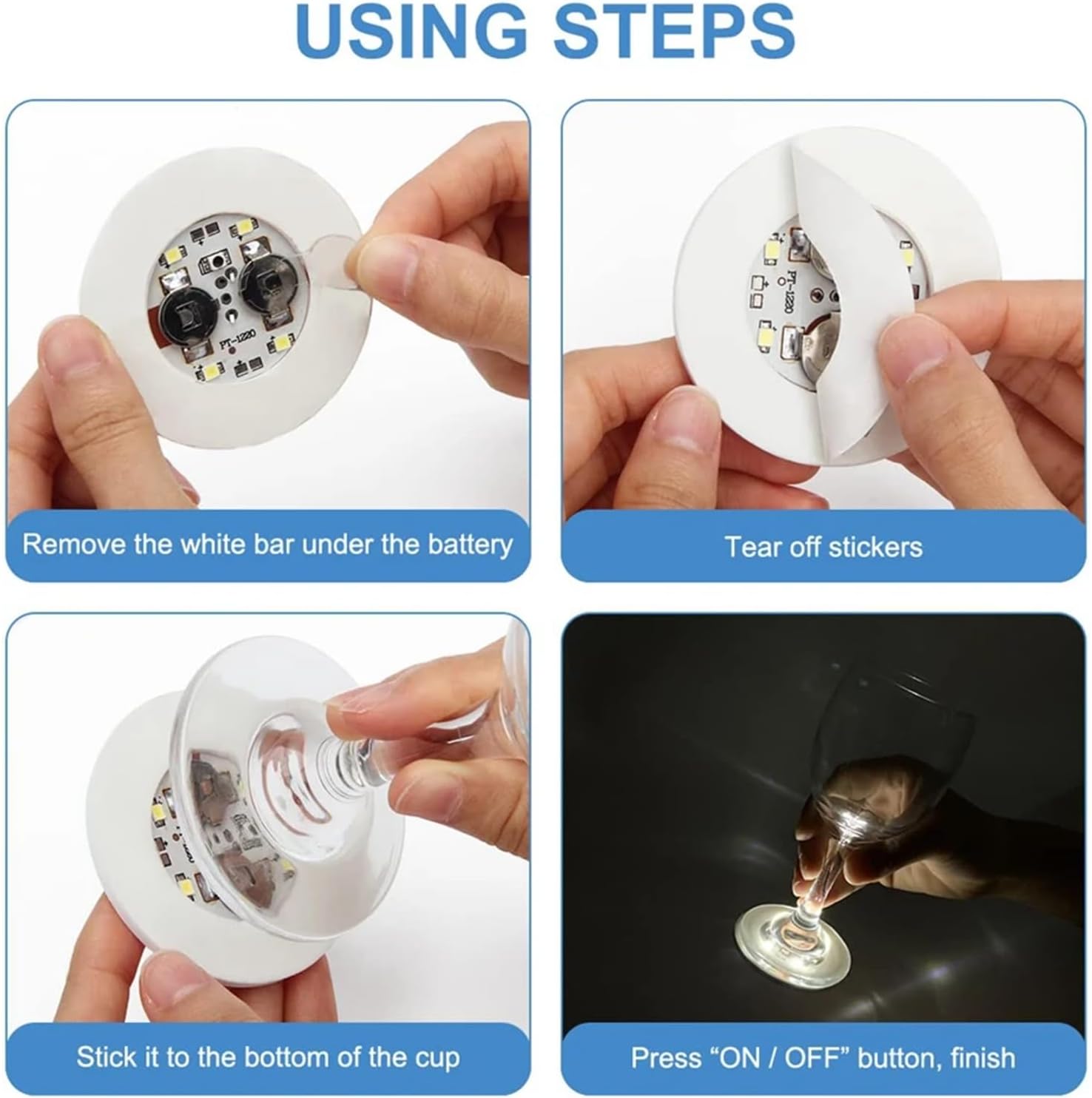 Işıklı Yapışkanlı Bardak Altı Aparatı Ledli 3 Fonksiyonlu 6 cm Çap (5563) #5