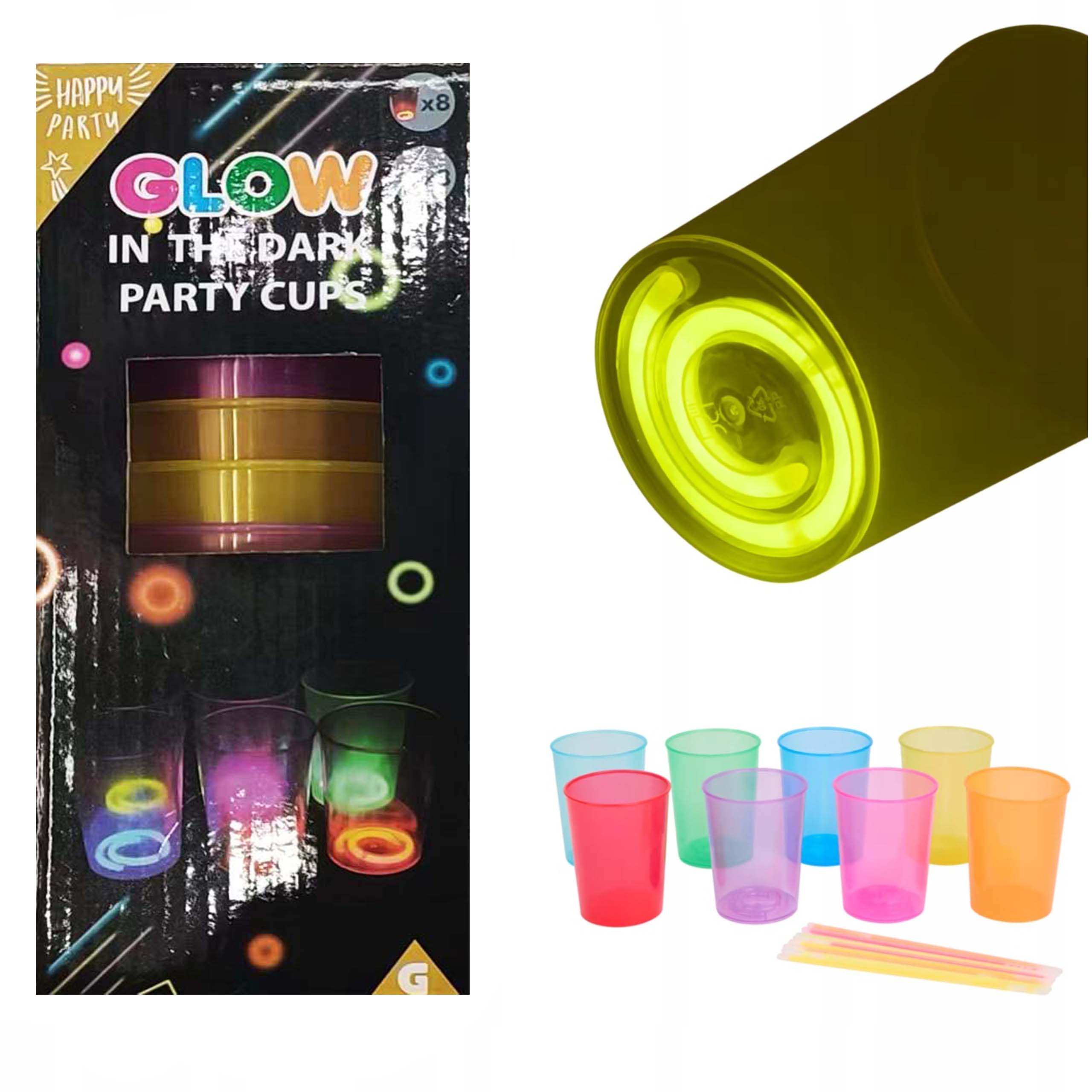 Karanlıkta Yanan Gece Işığı Mega Glow Bardaklar 8 Adet 8.5 x 10.5 cm (5563) #3