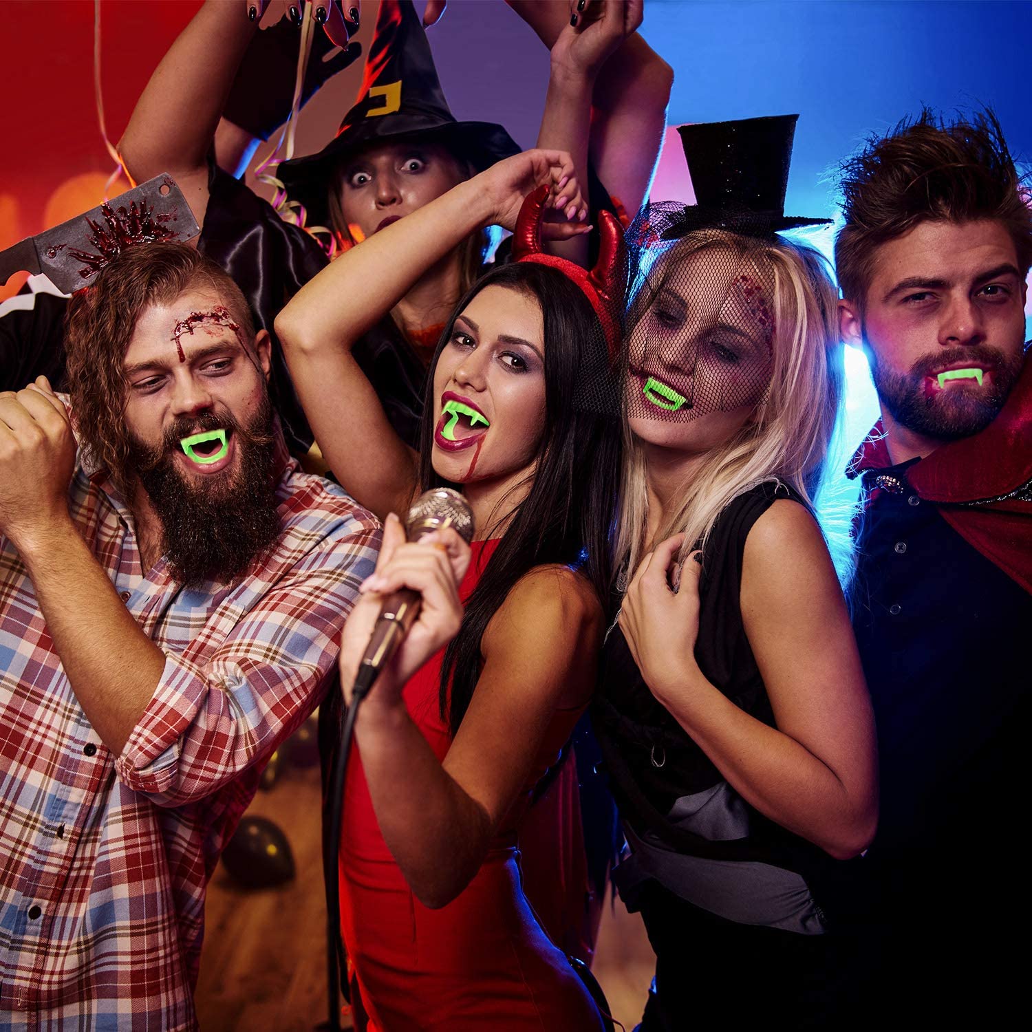 Leuchtende Vampirzähne mit Doppelkiefer im Dunkeln (5563) #5