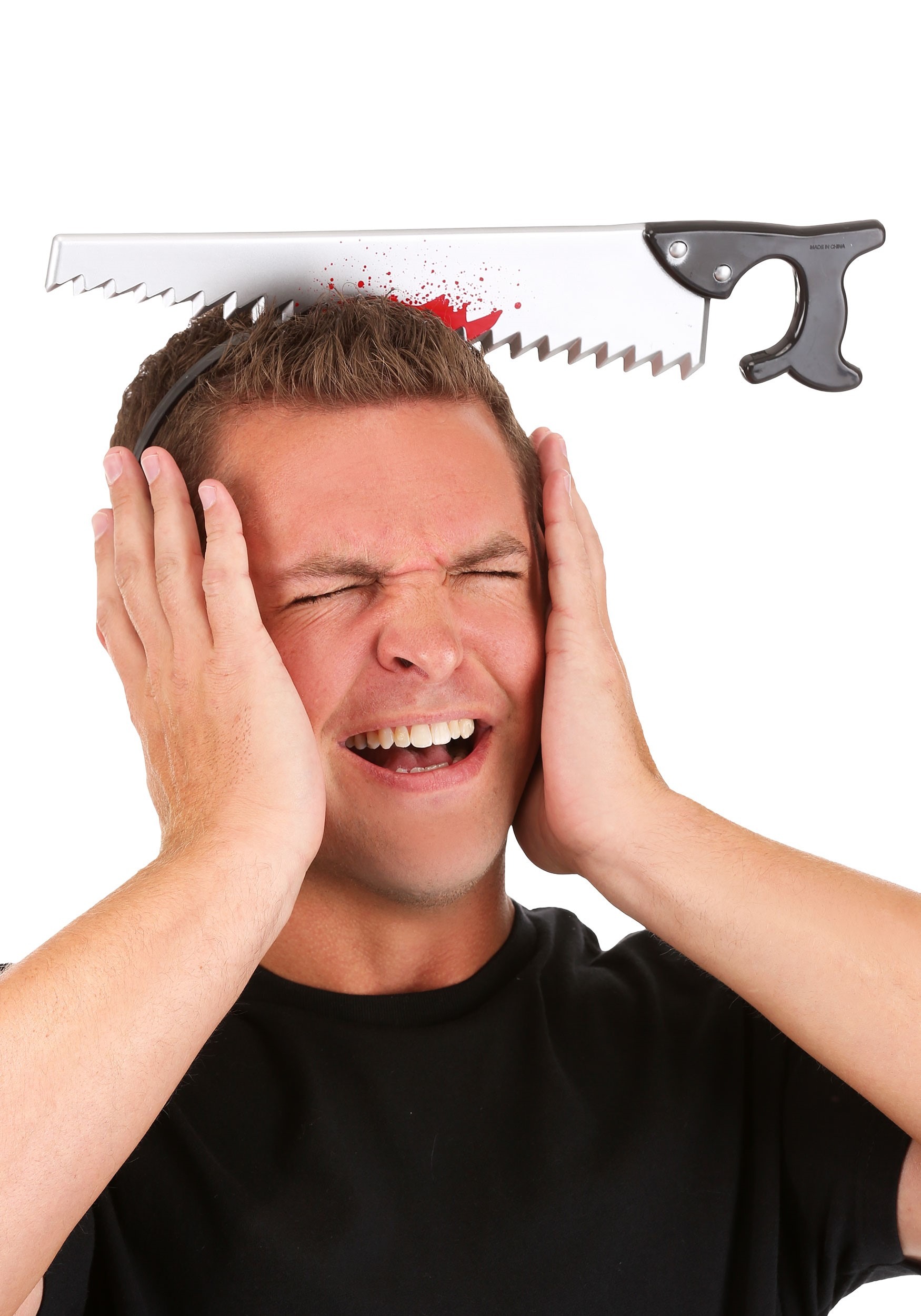 Kafaya Saplanmış Halloween Kanlı Testere Şaka Tacı (5563) #3