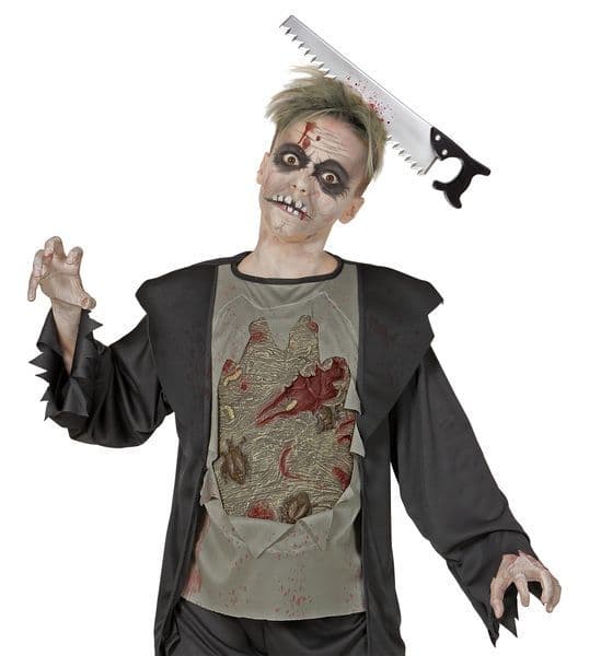 Kafaya Saplanmış Halloween Kanlı Testere Şaka Tacı (5563) #4