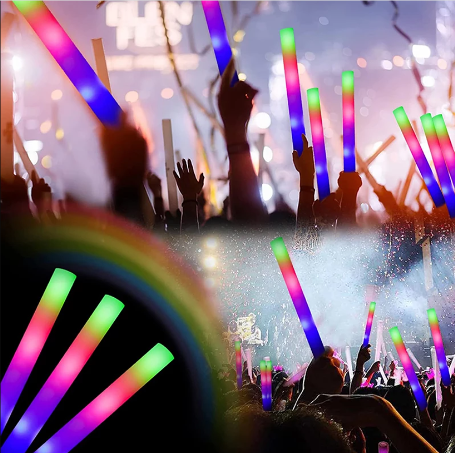 Led Işıklı Rengarenk Sünger Parti Çubuk Işıklı Kauçuk Sopa 46 cm (5563) #2
