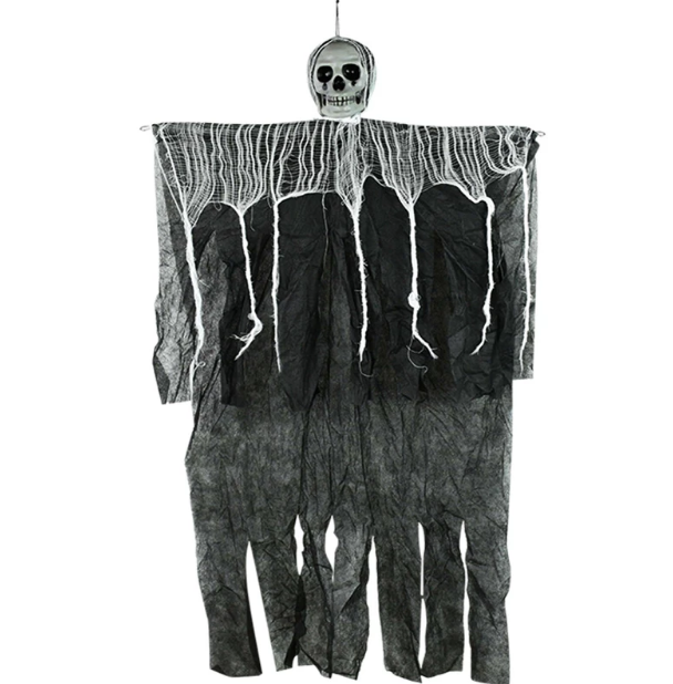 Ürpertici Kuru Kafa Korku Hayalet Saçaklı Dekor 90x50 cm (5563) #3