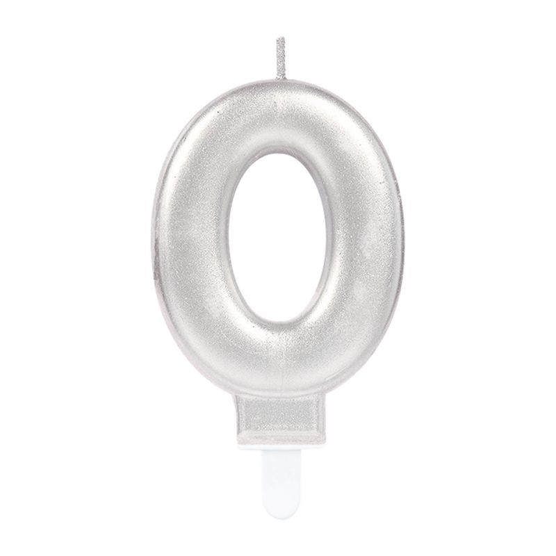 0 Rakam Mum Gümüş Renk (5563)