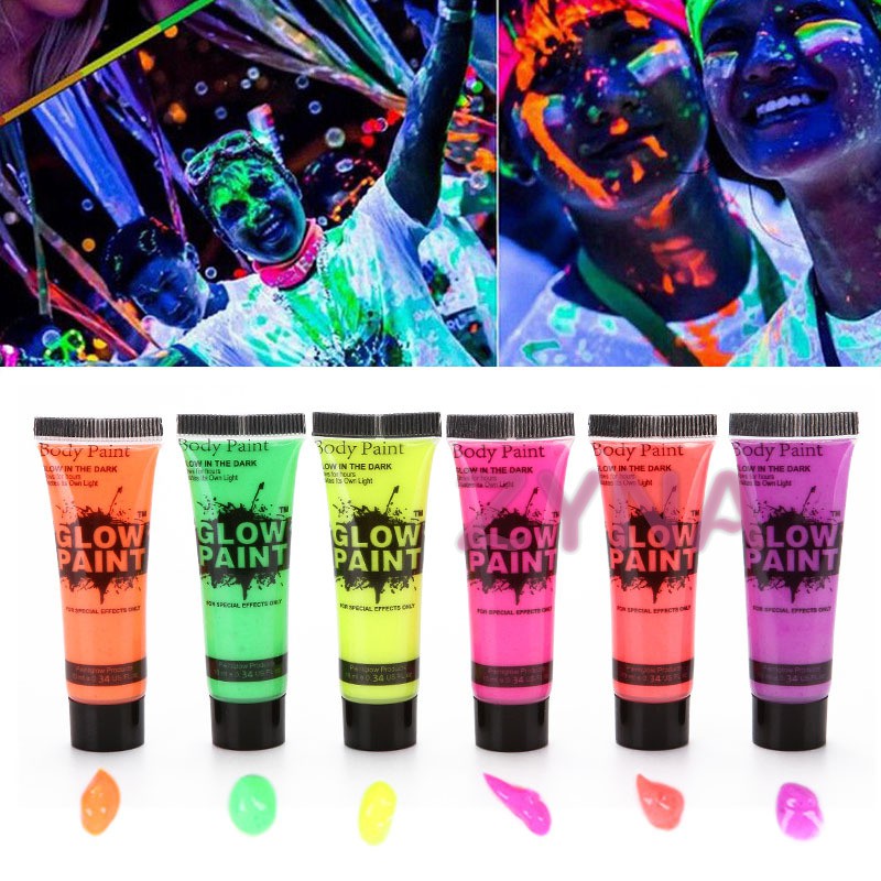 Neon-Glow Party Gesichtsfarbe 6 Farben 6er Set (5563)