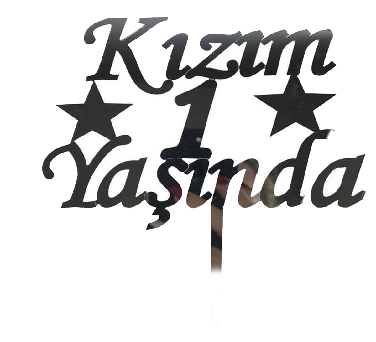 Kızım 1 Yaşında İlk Yaş Doğum Günü Partisi Pleksi Pasta Süsü Gümüş Renk (5563) #2