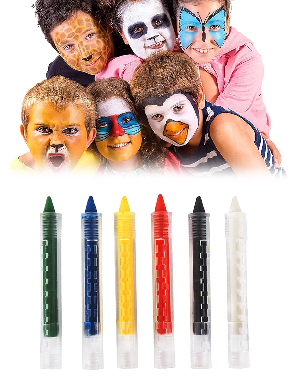 Clown-Gesichtsbemalung Set mit Stiften 6 Farben (5563)