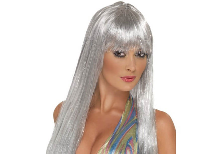 Platin Grau Silberfarben Lange Party Perücke (5563) #2