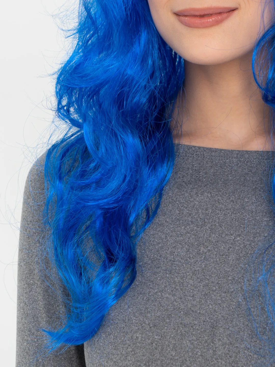 Blaue lange gewellte Party-Perücke (5563) #3