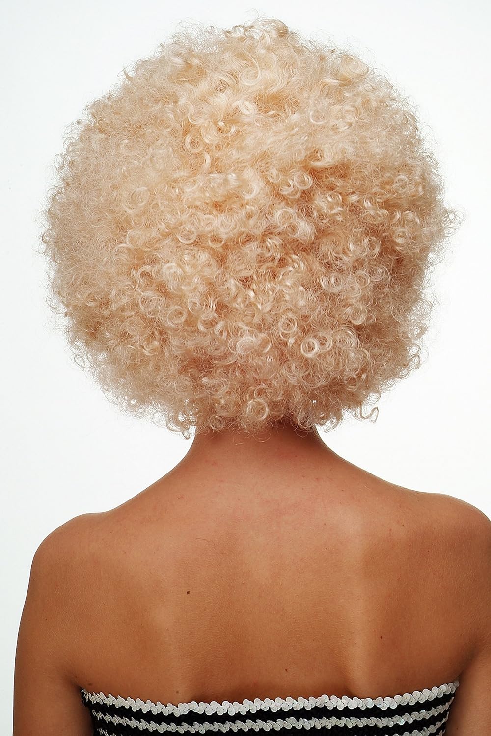 Altın Renk Kıvırcık Afro Bonus Peruk Saç Parti Peruğu Platin Gold (5563) #4