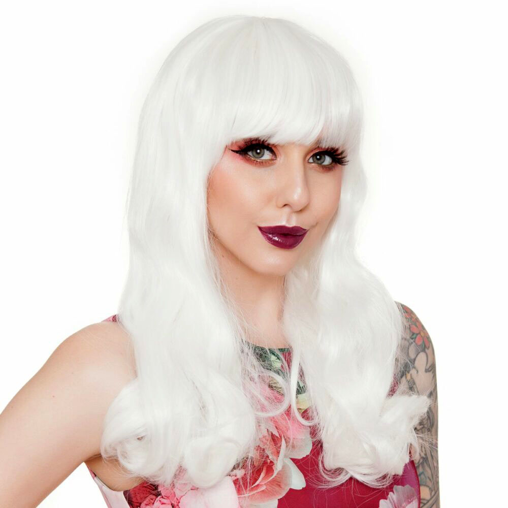 Beyaz Renk Kahküllü Dalgalı Uzun Parti Peruğu (5563) #2