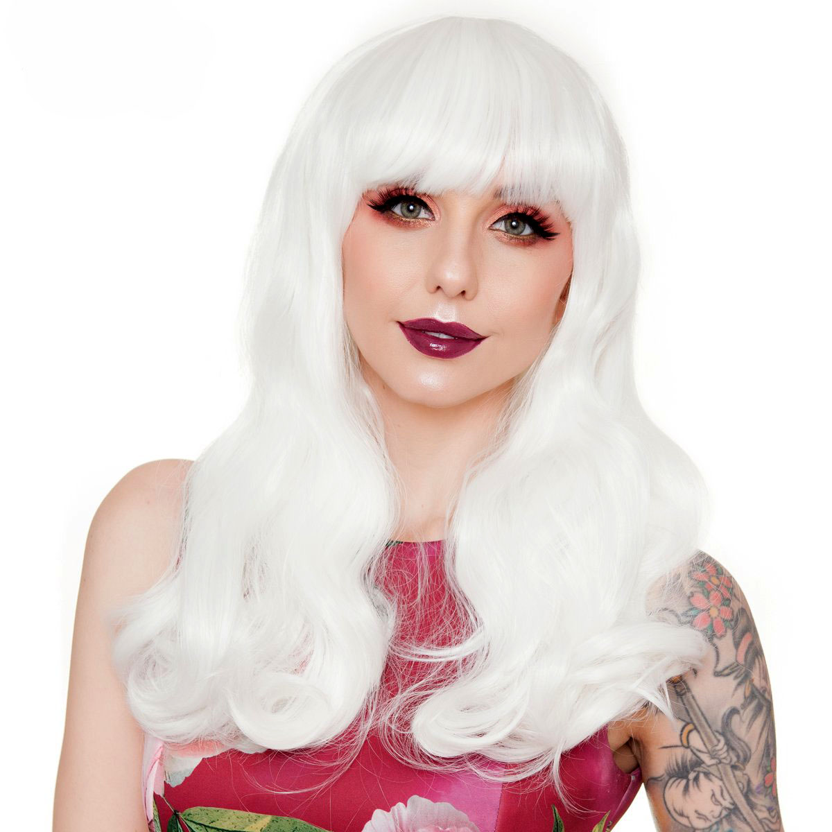 Beyaz Renk Kahküllü Dalgalı Uzun Parti Peruğu (5563) #3