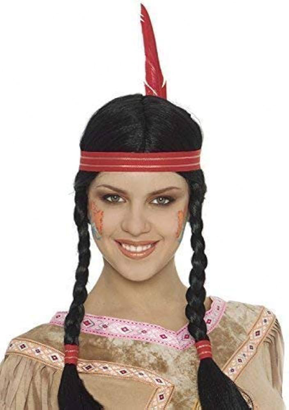 Tüylü Örgülü Hint Peruğu Kızılderili Peruğu (5563) #2