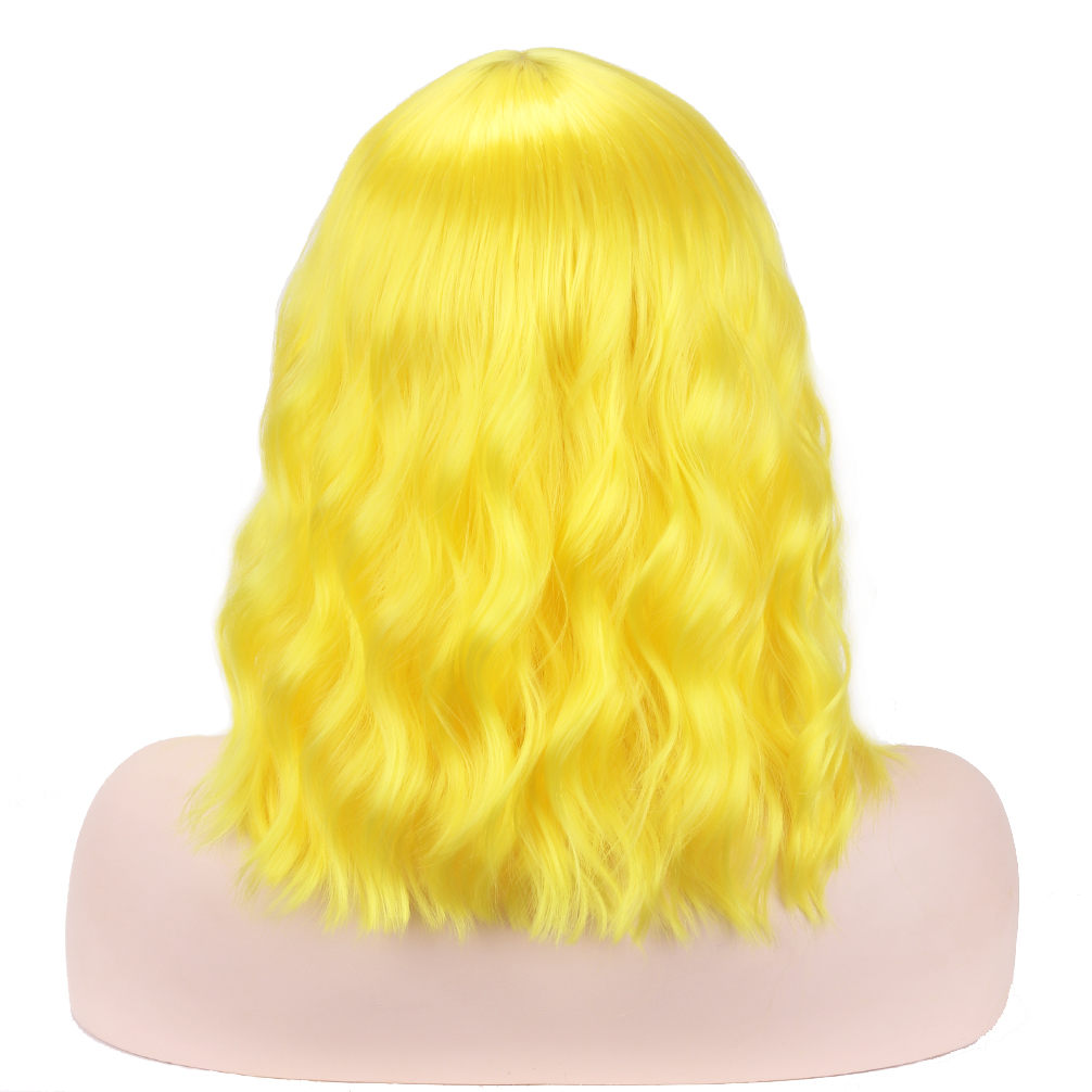 Gelbe lange gewellte Party-Perücke (5563) #3