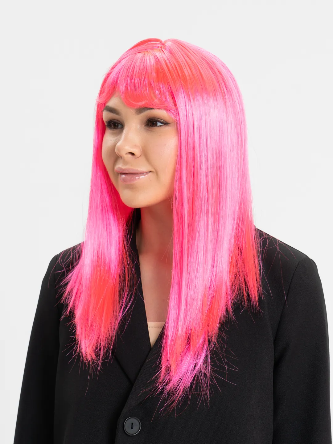 Şeker Pembesi Koyu Pembe Renk Uzun Düz Parti Peruğu (5563) #3