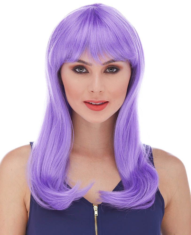 Mor Renk Uzun Düz Parti Peruğu (5563)