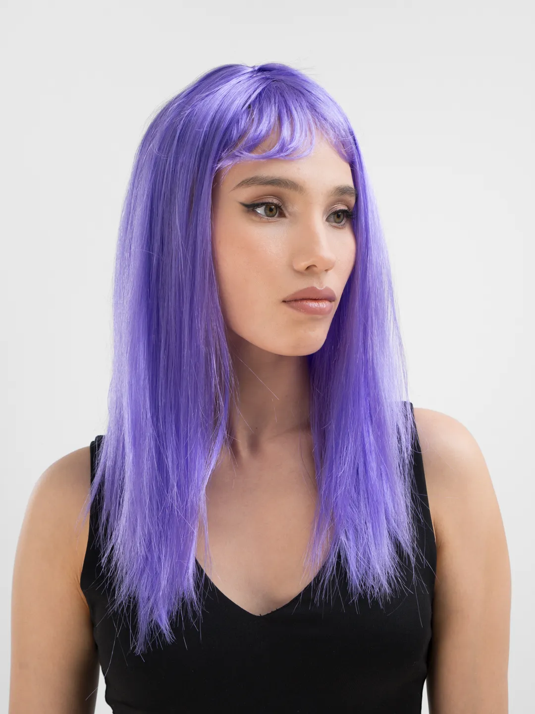 Mor Renk Uzun Düz Parti Peruğu (5563) #3