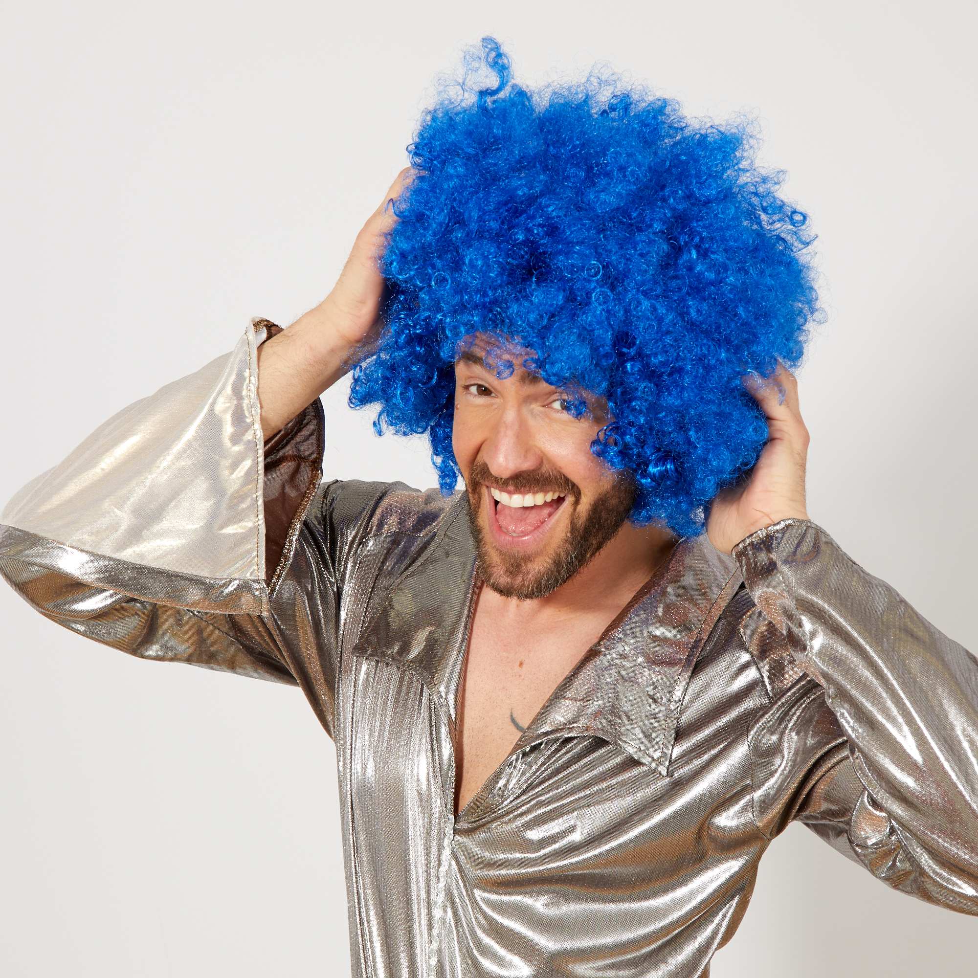 Mavi Renk Kıvırcık Afro Bonus Peruk (5563)